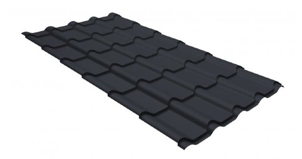 Металлочерепица камея GL 0,5 GreenCoat Pural RR 23 темно-серый (RAL 7024 мокрый асфальт) купить в Уссурийске