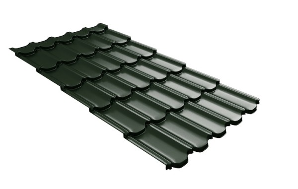Металлочерепица квинта плюс с 3D резом 0,5 GreenСoat Pural RR 11 темно-зеленый (RAL 6020 хромовая зелень) купить в Уссурийске