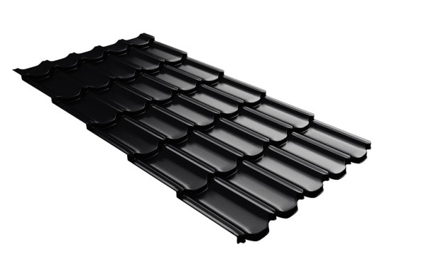Металлочерепица квинта плюс с 3D резом 0,5 Quarzit lite RAL 9005 черный купить в Уссурийске