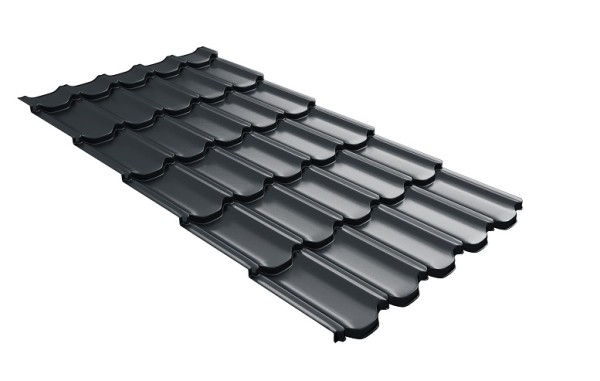Металлочерепица квинта плюс с 3D резом 0,5 Satin RAL 7016 антрацитово-серый купить в Уссурийске
