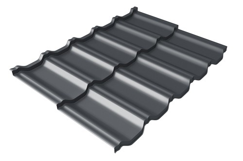 Металлочерепица модульная Квинта Uno Grand Line c 3D резом 0,45 Drap RAL 7024 мокрый асфальт купить в Уссурийске