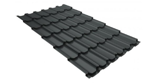Металлочерепица квинта плюс 0,5 GreenCoat Pural RR 23 темно-серый (RAL 7024 мокрый асфальт) купить в Уссурийске